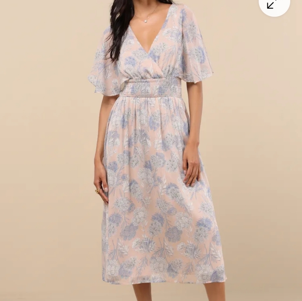 Lulu's Blue Floral Midi Dress